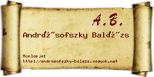 Andrásofszky Balázs névjegykártya